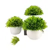 Flores Artificiales Falsas Muebles para el Hogar Adornos de Mesa Balcón Flores de Plástico Planta Verde Falsa Adornos de Plantas en Maceta Mini Decoraciones Bonsái