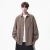 Camisa larga blanca de lino sintético para hombre, top casual de otoño para hombre, ajuste holgado, moderna, estilo japonés, atuendo limpio para hombre