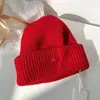 Chapéu de Cor Sólida 100% Lã Simples e Versátil para Mulheres, Outono e Inverno Ano Novo Natal Chapéu de Tricô Quente, Chapéu de Tricô Espessado para Homens