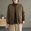 Exportación Japonesa y Coreana Último Pedido Etiqueta Cortada Ganado Rombo Tartán Manga Larga Algodón Ropa Exterior para Mujer Look Holgado Adelgazante Acolchado Algodón Grueso Ropa Exterior