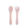 Juego de Tenedor y Cuchara para Niños, Cuchara para Bebé, Vajilla Infantil, Cuchara Suave de Silicona, Tenedor para Bebé, Cuchara para Arroz Resistente a Altas Temperaturas, Cuchara de Alimentación de Silicona