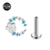 Nova Titânio F136 Rosca 0.9 Cesta de Flor de Lua Zircônia Floco de Neve Inlay Rosca Interna Piercing de Lábio Piercing de Osso da Orelha Joia