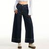 Pantalones Anchos de Pierna Ancha de Lyocell de Nueve Puntos Originales Niu Danning de Cintura Alta Adelgazantes Sueltos Rectos Casuales