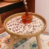 Estilo Nórdico Artesanal Vime Trançado Concha Janela de Canto Mesa de Café Quadrada Sofá Mesa Lateral Pequena Tatame Japonês Mesa Redonda Pequena Mesa de Piquenique