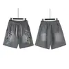 Hellstar Transfronteiriço Marca Tendência Europeia e Americana Verão Casual Esportivo Unissex Shorts Lavados Calças de Cinco Pontos