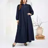 Vestido largo de otoño nuevo para talla grande, de manga larga, cuello alto, abotonado, corte holgado, con mangas abullonadas, adecuado para el uso diario y versátil