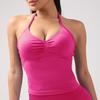 Top Esportivo Halter Neck Roupa de Yoga Macacão Regata Fitness Tudo-em-Um Calça Fitness de Cintura Alta Bumbum Pêssego Yoga