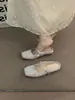 Mules Plateadas de Punta Fina Estilo Francés para Mujer, Adecuados para Usar al Aire Libre, Nuevos Zapatos Mary Jane Suaves Primavera/Verano 2025