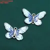 Plata de ley pegamento mariposa accesorios de danza del león vintage botón de cobre incrustado antiguo doble anillo accesorios de media cadena joyería con cuentas