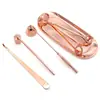 Herramientas para Velas Perfumadas Color Oro Rosa Accesorios para Velas Tijeras para Mechas de Vela Extintor de Velas Gancho Extintor Cubierta Campana Extintora Encendedor