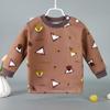 Casaco infantil de outono de manga comprida com fivela no ombro roupas de outono simples camiseta base de algodão penteado para bebê primeira geração de cabelo