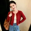 Cárdigan de punto retro con forma de corazón y hebilla dorada pequeña, estilo japonés y coreano, para mujer, una prenda de abrigo de moda para otoño/invierno, perfecta para capas casuales.