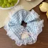 Goma para el pelo dulce de encaje de verano, Accesorio para el pelo femenino y lindo, Goma para el pelo con borde de encaje, Azul bebé