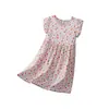 Vestido Floral de Verão para Meninas, Vestido Princesa de Algodão e Seda para Meninas, Vestido Longo Combinando Mãe e Filha de Seda de Gelo