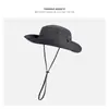 Sombrero de Pescador con Cordón Grueso para Niños, Sombrero de Verano para Exteriores, Montañismo, Pesca, Protector Solar, Sombrero de Vaquero Occidental para Hombres
