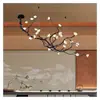 Candelabro de restaurante de cobre puro, candelabro largo vintage estilo francés magnolia, lámpara de mesa de comedor con forma de rama, accesorio de iluminación de diseño para villa