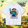 Camiseta infantil de manga corta de Minecraft con Creeper, Steve y Dragón del End, top de algodón 100% para niños
