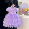 Vestido de Verano para Niñas Nuevo de Verano Vestido de Princesa de Malla para Niños Moda para Niñas Vestido de Gasa con Mangas Abullonadas