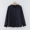 Otoño 2026 Nuevo Llegada Cardigan de Gasa de Doble Capa con Encaje y Cuello Alto Artístico para Mujer Camisa de Manga Larga Capa Base
