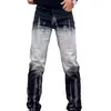 Versátiles Jeans de Nuevo Diseño para Primavera y Otoño con Color Degradado para Hombre Corte Delgado Pierna Pequeña Personalidad Casual Americana Frescos Pantalones Largos