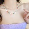 Colar de miçangas cor margarida moda feminina personalidade novo estilo corrente clavicular nicho pérola costura colar simples moda