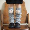 Botas y Calcetines de Algodón para Niñas, Lindo Oso Muñeco Estéreo Tejido para Pantorrilla Lolita Dulce Cálido Cubre Piernas de Felpa