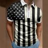 Polo de manga corta para hombre de verano europeo y americano transfronterizo con estampado de la bandera americana, moda de solapa, camiseta top de comercio exterior