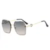 Gafas de Sol de Alta Gama para Mujer, Gafas de Sol sin Montura con Borde Cortado para Mujer, Anti-UV, Protección Solar, Alta Definición, Cara Grande, Adelgazantes, Celebridad de Internet