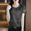 Camiseta de manga corta con etiqueta cortada, marca de despacho de aduanas de comercio electrónico transfronterizo, holgada, talla grande, top de verano moderno, camiseta de manga corta, camisa pequeña