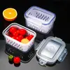 Caja Drenable para Conservar Frescura Caja Drenable de Doble Capa para Conservar Frescura Caja Drenable para Cocina Congelados Caja de Almacenamiento Drenable para el Hogar