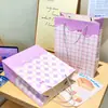 Bolsa de regalo de cachorro de dibujos animados a cuadros, bolsa de regalo de cartón blanco engrosado, bolsa de papel para empaquetar recuerdos de fiesta de cumpleaños infantil