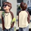 Camiseta de cuello redondo de terciopelo alemán para niños, de otoño e invierno, de manga larga, cálida, con empalmes, top de dibujos animados para niños