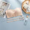 Simple Strapless Bra with Front Clasp for Girls, Beautiful Back Design, Non-Slip, Push-Up Bra for Small Busts, Wireless and Seamless
