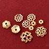 Tapas Huecas de Flor 18K14K, Espaciadores de Cuentas Chapados para DIY Hecho a Mano, Accesorios para Joyería C16 Brocado de Canción Estilo Chino