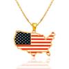 Collar con mapa de Estados Unidos, acero inoxidable pulido, gota de oro, pegamento, colgante de bandera de Estados Unidos, estilo étnico.
