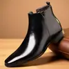 Botines Martin formales de negocios para hombre, punta fina, piel genuina, botines cortos, estilo británico, zapatos de cuero de caña alta, antideslizantes, duraderos, adecuados para ventas transfronterizas