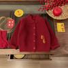 Cardigã de Tricô Estilo Chinês para Bebê Roupas de Inverno para Meninos Roupas de Saudação de Ano Novo Meninas Ano Novo Suéter Casaco Vermelho Festivo Infantil