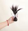 Peluca de cola de caballo con cola de caballo, de cristal, estilo sirena, con clip para plumero de pollo, para mujer, muy popular en línea, con bolsa de pelo natural y esponjoso.