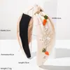 Faixa de Cabelo Lisa e Fashionável Tendência Cor Sólida com Acessórios de Pérola Cenoura, Acessório de Cabelo com Borda Larga Amarrada, Design de Nicho