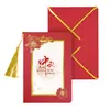 Envelope de cartão para o Festival do Meio Outono com borla estampada em ouro, presente de empresa de alto padrão para funcionários e clientes, cartão de felicitações para o Festival do Meio Outono