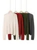 Nova blusa de base feminina de seda e caxemira, suéter de gola alta, simples, confortável, clássico e versátil