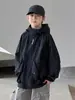 Chaqueta Cortavientos de Trabajo para Niños 2026 Nuevo Estilo Otoño, Chaqueta con Capucha Mediana y Grande para Niños, Tops Cortavientos Sueltos y Modernos para Niños