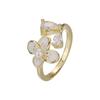 Anillo de Flor de Zirconia Perla Elegante Minsheng para Mujer Exquisito Celebridad de Internet Versátil Apertura Anillo Ajustable para Dedo Índice