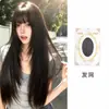 Peruca Yiduo Cor Chá Preto de Alta Qualidade Cabelo Longo Liso Estilo Lolita com Franja para Mulheres, Peruca Cheia da Cabeça Fashionável e Versátil