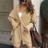 Conjunto Elegante de Moda Simple Color Caqui de Algodón Puro Europeo y Americano 2026 Primavera/Verano Nuevo Diseño Transfronterizo Conjunto de Dos Piezas para Mujer