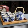 Xinmingxuan Cerámica Azul y Blanca Vintage con Filtro Juego de Té Doméstico Juego de Té Tetera de Porcelana Taza de Té Tetera de Cola Juego de Té