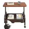 Mesa de centro móvil, carrito pequeño, mesa auxiliar de doble capa, mesa pequeña de almacenamiento para sofá de sala de estar con ruedas, mesa de té, estante de almacenamiento para dormitorio
