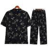 Pijama de algodón y seda para hombre, cárdigan de verano para papá, ropa para el hogar, traje fino de manga corta de algodón artificial para hombres de mediana edad y ancianos