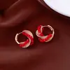 Aretes Redondos de Circonia Galvanizados en Oro Real de 18K, Modernos, Sencillos, Lujo Ligero, Aretes de Gama Alta, Aretes Estilo Palacio Retro para Mujer