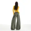 26 Nueva colección Otoño/Invierno: tejido lavado y descolorido, tiro alto, diseño adelgazante, pantalones casuales holgados y de pierna ancha para mujer, disponibles para dropshipping